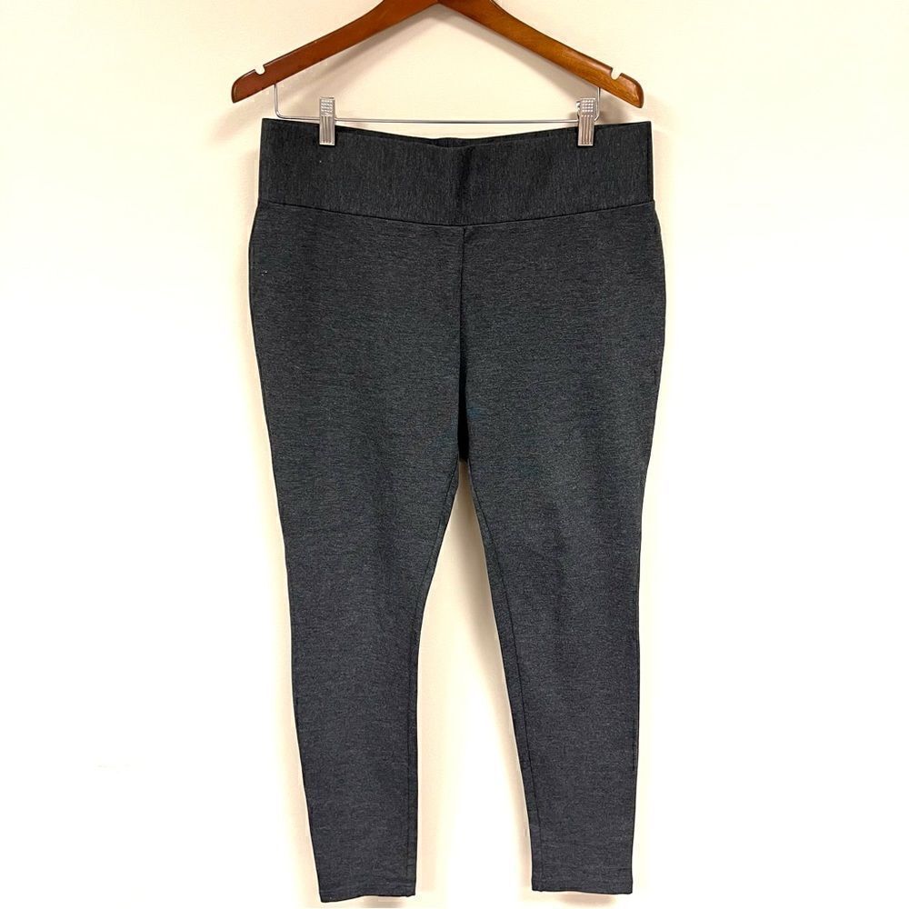 👠Tahari dark grey pull on pants with wide waistband Sz L